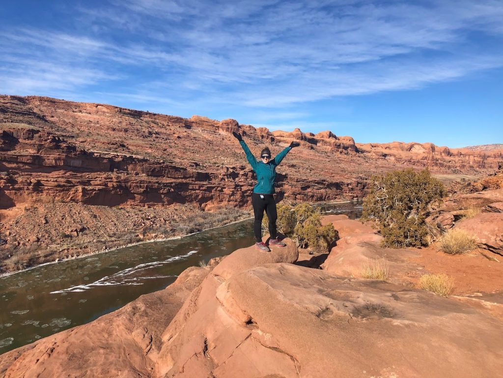 Lucy on a winter hike overlooking the Colorado River